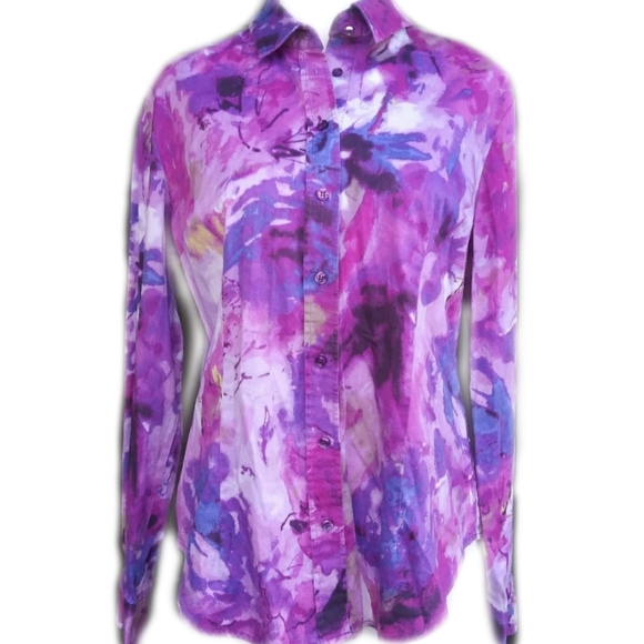 New York & Company Tops - New York & Company Stretch Purple Pink Shirt Large